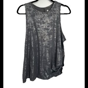 All in Motion Women's Grey Metallic Print Stretchy Tank Top Sz L (0475)